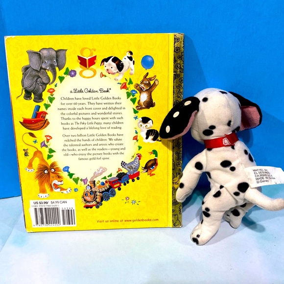 DISNEY’S 101 DALMATIANS VTG A LITTLE GOLDEN BOOK & DOMINO PUPPY MINI PLUSH 6.5” - Picture 9 of 13